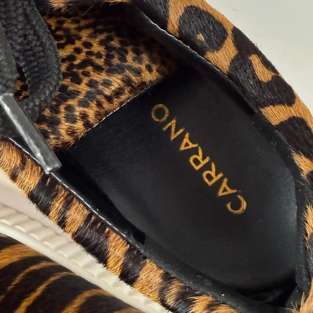 Carrano Leopard Sneakers Womens Size 8 Tan Black Animal Print with Box